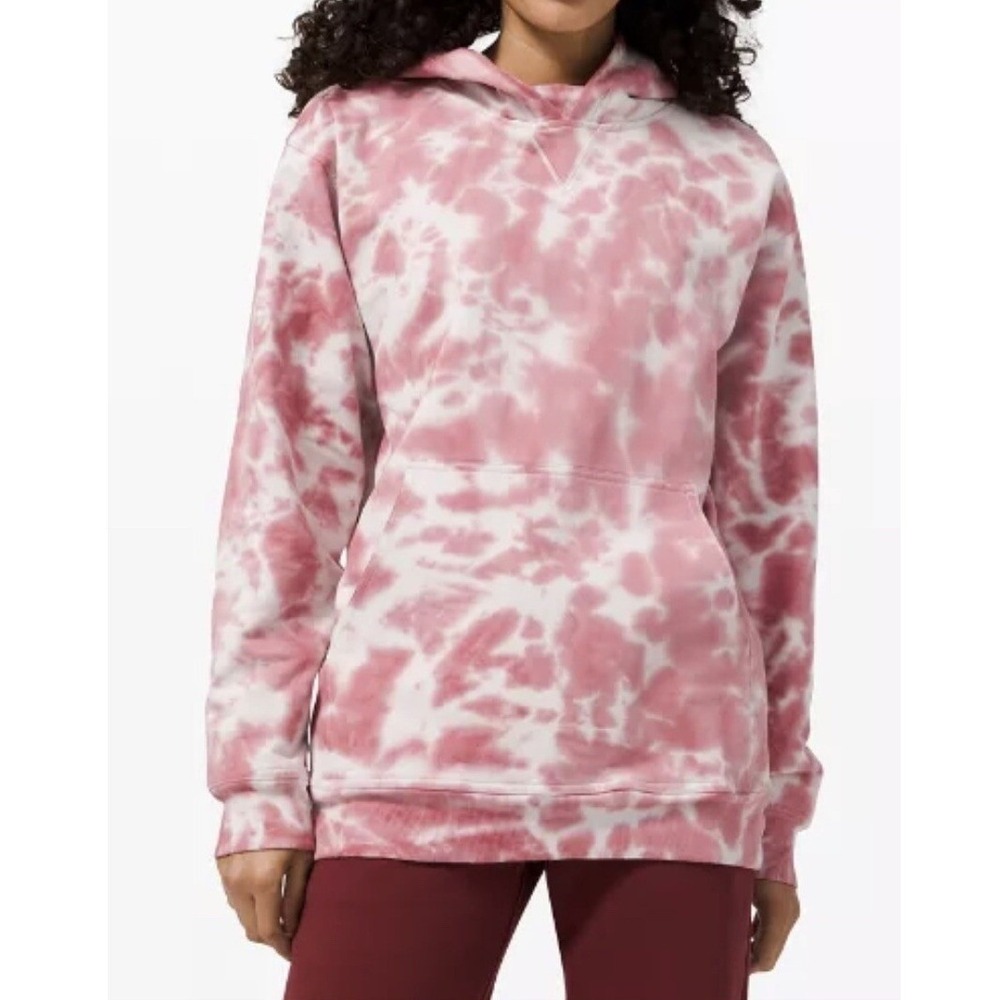 Lululemon All Yours Hoodie Marble Dye Pink Pastel White Size 6 Pima Cotton